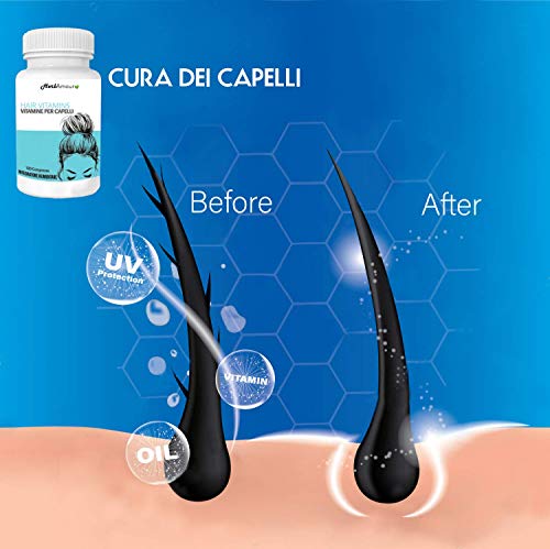 HerbAmour HAIR VITAMINS I Vitaminas Para El Cabello Mujer I 120 Pastillas Alta Dosis De Biotina Anticaida, Para Belleza Y Crecimiento Pelo I Formulación Innovadora, Tratamiento Biotin Para 4 Meses