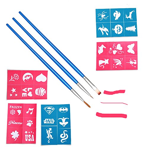 Herenear Pintura Cara 12 Colores, 1 Purpurinas, 3 Pinceles, Maquillaje Arte Paleta Set Niños Infántil para Hallowen, Carnaval, La Semana Santa, Fiestas, Cumpleaños, Discoteca, Navidad, etc