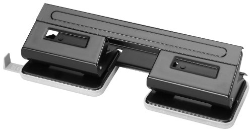 Herlitz - Perforadora de papel (4 perforaciones, con guía ajustable), color negro