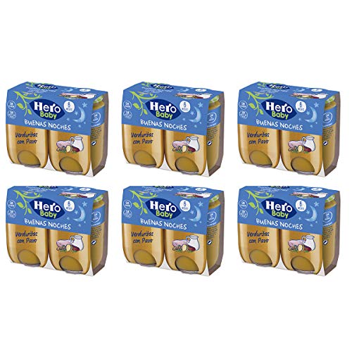 Hero Baby Buenas Noches Noches Verduritas con Pavo - 2 x 190 gr [ Pack de 6] - Total: 2280 gr