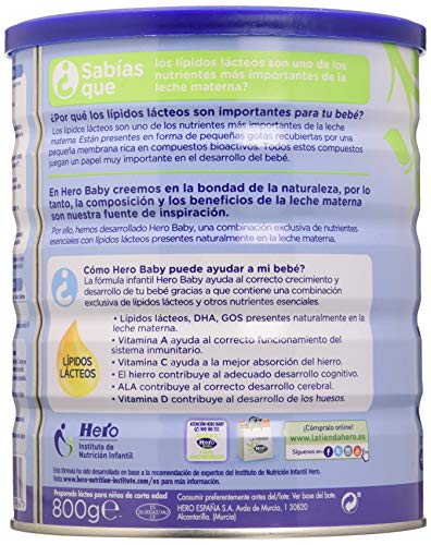 Hero Baby Leche Nutrasense 3, desde 12 Meses - 800 g