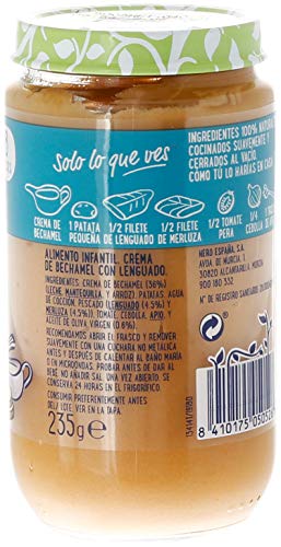 Hero Baby Lenguado con Crema de Bechamel Tarritos de Puré para Bebés a partir de 8 meses Pack de 6 x 235 g