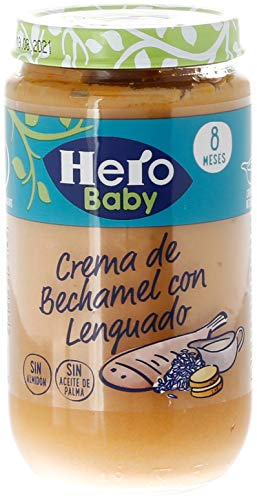 Hero Baby Lenguado con Crema de Bechamel Tarritos de Puré para Bebés a partir de 8 meses Pack de 6 x 235 g