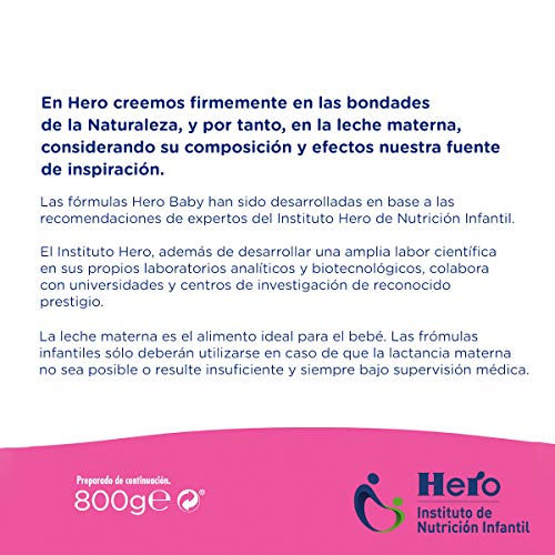 Hero Baby Nutrasense Premium 2 - Leche de Inicio en Polvo para Bebés hasta los 6 Meses, Crecimiento y Desarrollo - Pack de 2 x 800g