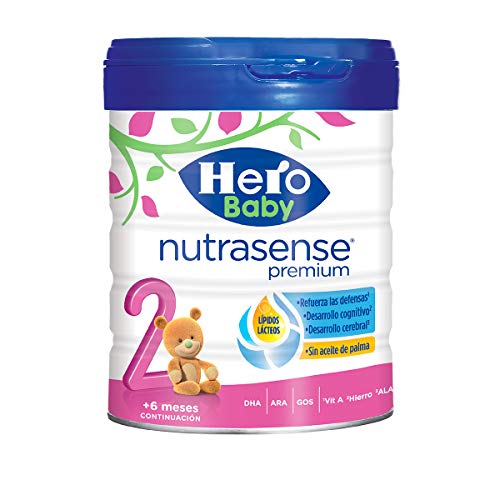 Hero Baby Nutrasense Premium 2 - Leche de Inicio en Polvo para Bebés hasta los 6 Meses, Crecimiento y Desarrollo - Pack de 2 x 800g