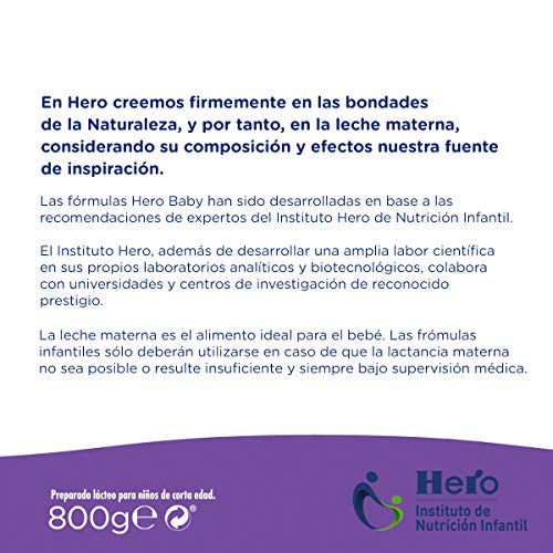 Hero Baby Nutrasense Premium 3 - Leche de Inicio en Polvo para Bebés hasta los 6 Meses, Crecimiento y Desarrollo - Pack de 2 x 800g