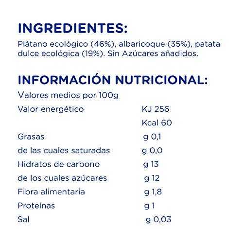 Hero Baby Solo Tarrito de Puré de Plátano, Albaricoque y Patata Dulce Ecológico Sin Gluten Ni Aditivos para Bebés a partir de 4 meses 190 g (BIO)