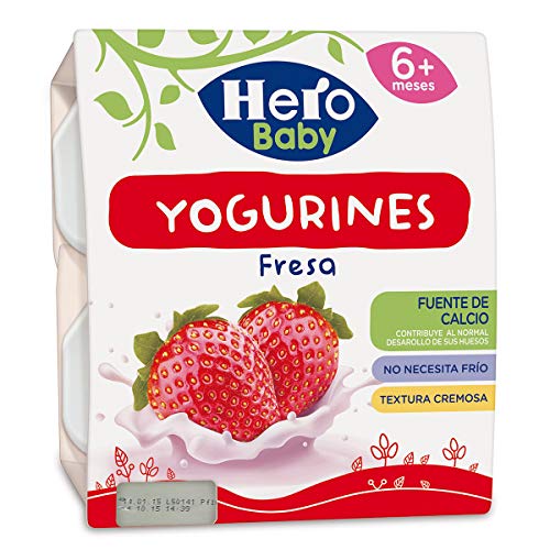 Hero Baby Yogurines Tarrinas de Yogur de Fresa para Bebés a partir de 6 meses Pack de 6 de 4x100 g