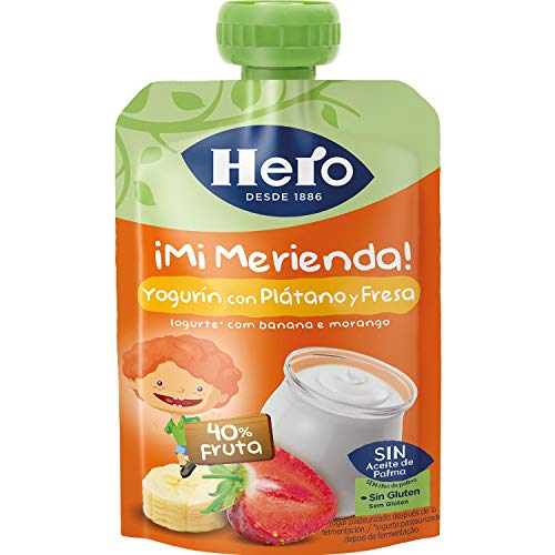 Hero - Bolsita De Fruta Nanos Merienda Yogur Plátano Fresa 100 gr