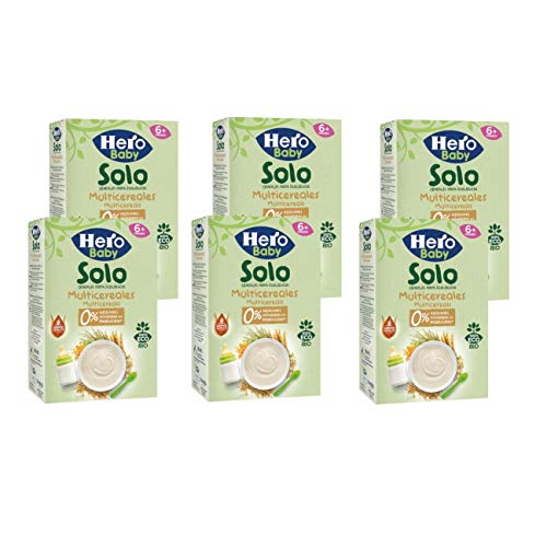 Hero Solo Baby - Papilla de Multicereales Ecológica sin Azúcares Añadidos, para Bebés a Partir de los 6 Meses - Pack de 6 x 300 g