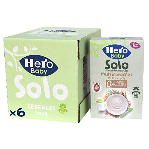 Hero Solo Baby - Papilla de Multicereales Ecológica sin Azúcares Añadidos, para Bebés a Partir de los 6 Meses - Pack de 6 x 300 g