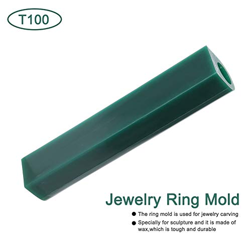 Herramienta de anillo de joyería, tubo de cera verde tallado, tubo de anillo de cera para hacer anillos, molde, tubo de cera redondo con agujero centrado, cera, duro y tubo de cera tallada en blanco