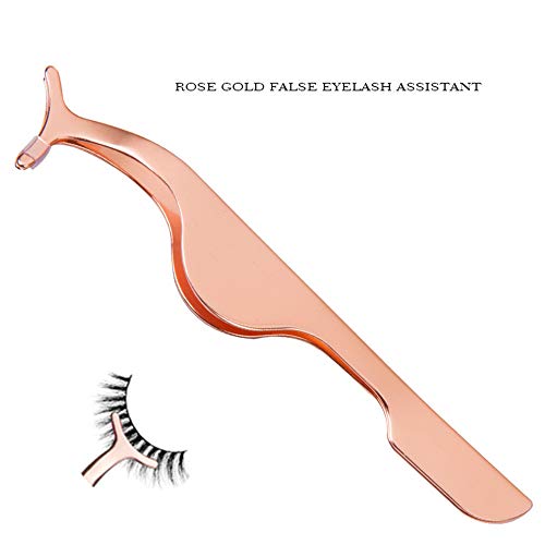 Herramienta de aplicador de pestañas postizas de 3 piezas Pinzas de extensión de pestañas, pestañas cejas tijeras removedor de acero inoxidable Clip Nipper (Oro rosa)