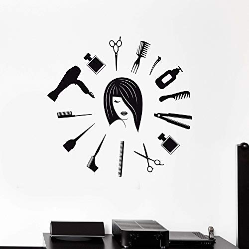 Herramientas de peluquería femenina de diseño de vinilo para decoración del hogar, arte mural, pegatinas de pared extraíbles, 50 cm x 70 cm