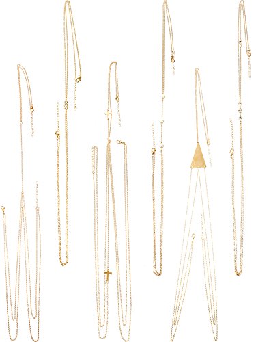 Hestya 6 Piezas de Cadena de Ombligo Cuerpo de Cruz Delgada Atractiva Dorada Cadena de Cintura Joyería de Cuerpo de Bikini Playa para Mujeres