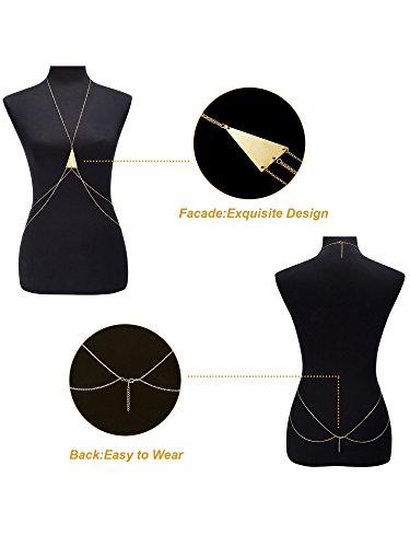 Hestya 6 Piezas de Cadena de Ombligo Cuerpo de Cruz Delgada Atractiva Dorada Cadena de Cintura Joyería de Cuerpo de Bikini Playa para Mujeres