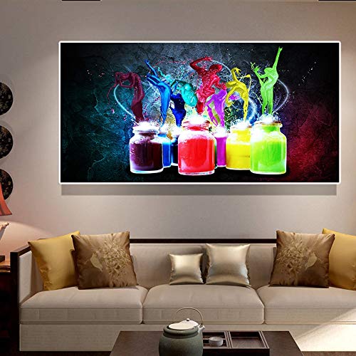 hetingyue Acuarela Abstracta Botella nórdica nórdica escandinava Lienzo Pintura Mural Sala decoración Pintura 30x60cm