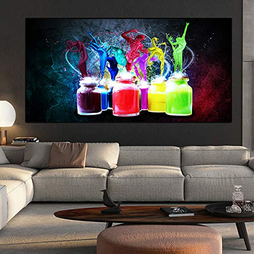 hetingyue Acuarela Abstracta Botella nórdica nórdica escandinava Lienzo Pintura Mural Sala decoración Pintura 30x60cm