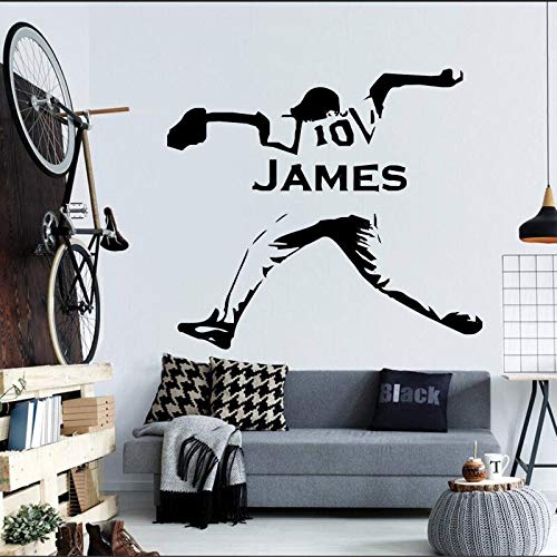 hetingyue Adhesivo de Pared Personalizado niño Jugador de béisbol Sala de Juegos decoración de Pared Cartel de Arte Familia Deportes Mural Adhesivo extraíble 63x72cm