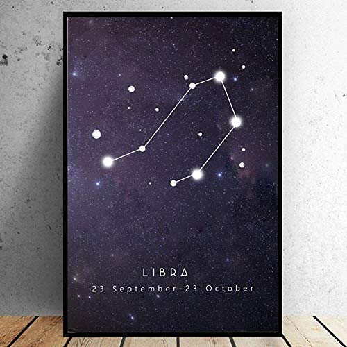 hetingyue Constelación de póster desinteresado Pintado sobre Lienzo Arte Abstracto Nebulosa Imagen de Arte de Pared Decorar Sala de Estar Estampados modulares-Pintura sin Marco 60X90cm