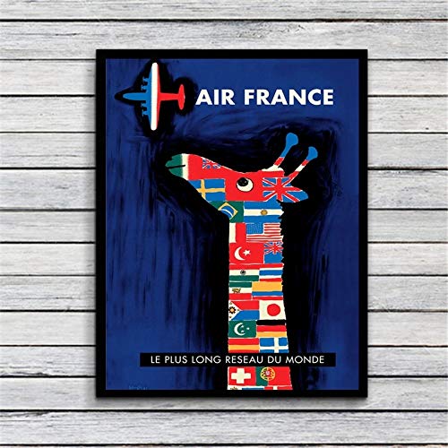 hetingyue Impresión de Arte de aviación Francesa Pintura de Lienzo minimalismo Dormitorio Moderno póster de Pared Imagen decoración de la Sala Pintura sin Marco 60x84 cm