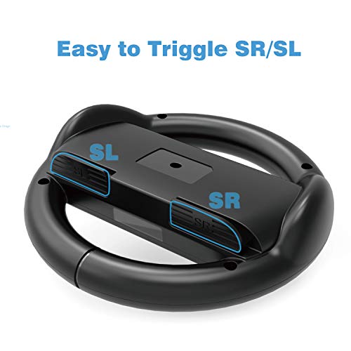 HEYSTOP Volantes y Grip Switch Joy-con para Nintendo Switch, Switch Joy-con Racing Wheel Volante, Mandos Grip Joy-con para Mario Kart Juegos/Joy-con Mandos Nintendo Switch Deluxe 4 Piezas (Negro)