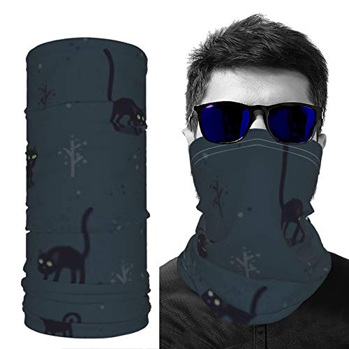 hfdff Gatos negros divertidos sobre fondo azul oscuro Pañuelos faciales Polainas para el cuello Protección contra el polen del polvo Caspa de mascotas Otros aerotransportados