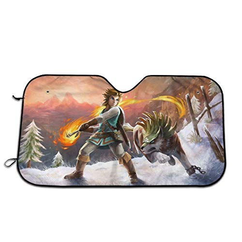 HHJJI Leyenda de Z-Elda Sombrilla para Parabrisas, Parabrisas automático Sun Shade 51.2 '' X 27.5 '' Ajuste Universal para automóvil SUV de camión sedán automático