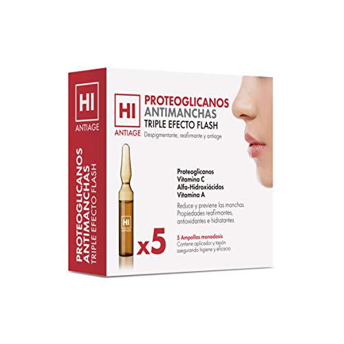 HI - Hi Antiage - Ampollas Proteoglicanos Antimanchas Triple Efecto Flash - Ampollas Serum Facial con Proteoglicanos Vitamina C y Vitamina A Antimanchas, Antiedad e Hidratantes