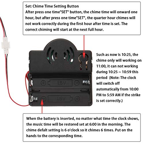 Hicarer Movimiento de Reloj de Gatillo de Péndulo de Cuarzo Kit de Reloj de Péndulo Completar Caja de Música Chime con 3 Pares de Agujas de Reloj Espadas, Rectas