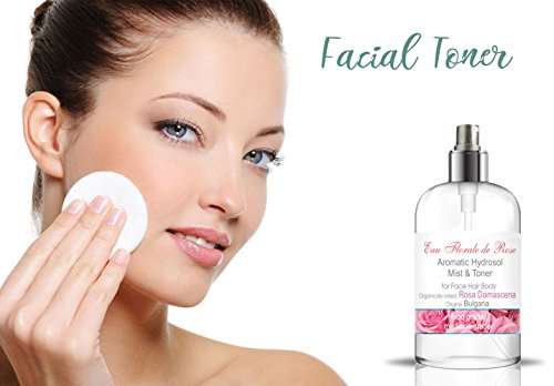 Hidrolato de Rosa Bio 500 ml ● Agua Floral Organica de Rosa de Bulgaria ● Tónico y Limpiador Facial 100% Natural ● Hidratante Piel Sensible ● Calmante Piel Iritada ● Antiedad Piel Madura ● Refrescante para todo el Cuerpo, el Aire o Perfume suave para el p