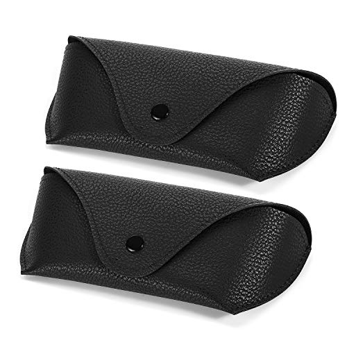 Hifot funda gafas cuero 2 piezas, PU cuero suaves viaje Estuche para Gafas de caso bolsa mujer hombre niño