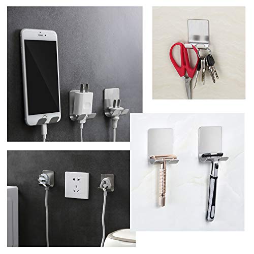 Hifot ganchos autoadhesivos multiusos 4pcs, ganchos que se pegan de acero inoxidable, sostenedor de la maquinilla de afeitar cuelgan baño cocina dormitorio