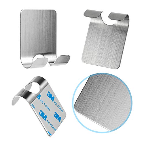 Hifot ganchos autoadhesivos multiusos 4pcs, ganchos que se pegan de acero inoxidable, sostenedor de la maquinilla de afeitar cuelgan baño cocina dormitorio