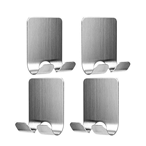 Hifot ganchos autoadhesivos multiusos 4pcs, ganchos que se pegan de acero inoxidable, sostenedor de la maquinilla de afeitar cuelgan baño cocina dormitorio