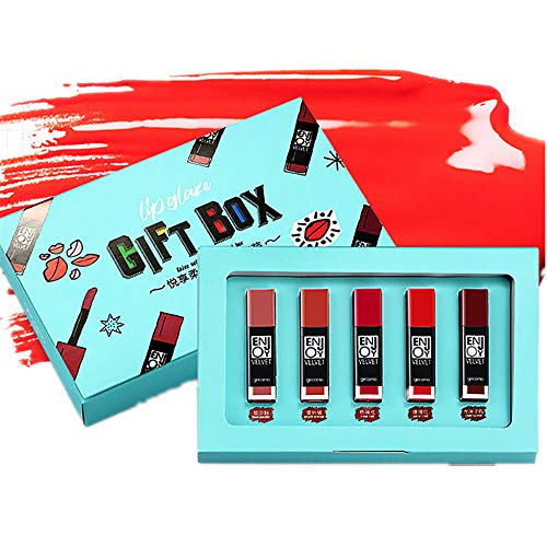 Hilai 5 Unids/pack Suave Brillo de Labios Set Caja de Regalo 5 colores Barra de Labios Mate/Superstay Matte Pintalabios Maquillaje de Belleza Brillo Labial