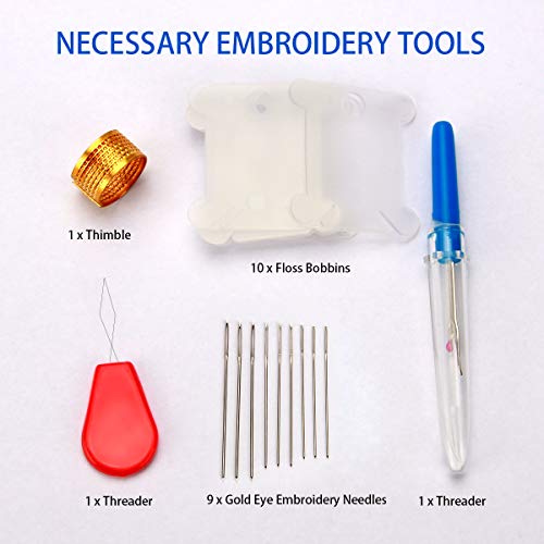 Hilos de Bordar 150 Madejas Colores Azar Hilos de Bordado Hilo de Punto de Cruz con 5 Herramientas de Bricolaje Hacer Pulseras de Amistad