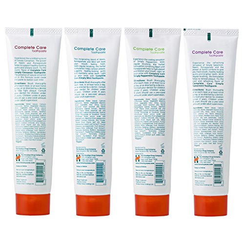 Himalaya Complete Care Toothpaste Variety Pack, Mint, Cinnamon, Peppermint and Spearmint, Natural, Fluoride-Free, SLS Free, Carrageenan-Free & Gluten-Free, 5.29 oz (150 g) Each, 4 Pack