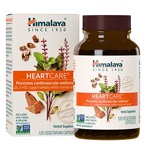 Himalaya HeartCare con albahaca sagrada y arjuna para el bienestar cardiovascular y el apoyo a la salud del corazón 720mg, 120 cápsulas, 1 mes de suministro