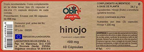 Hinojo 400 mg. 60 cápsulas