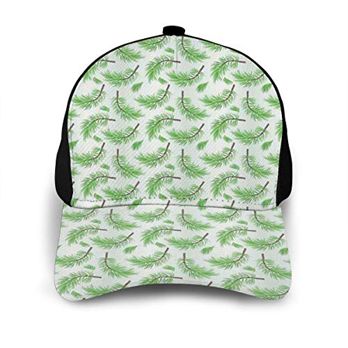Hip Hop Sun Hat Baseball Cap,Falling Pine Tree Branches with Spiky Leaves Botanical Concept,For Men&Women