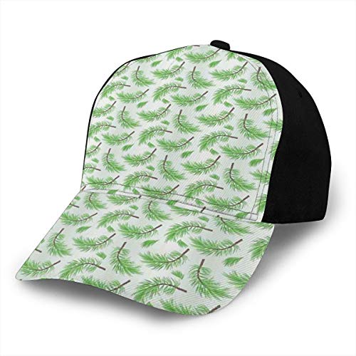 Hip Hop Sun Hat Baseball Cap,Falling Pine Tree Branches with Spiky Leaves Botanical Concept,For Men&Women