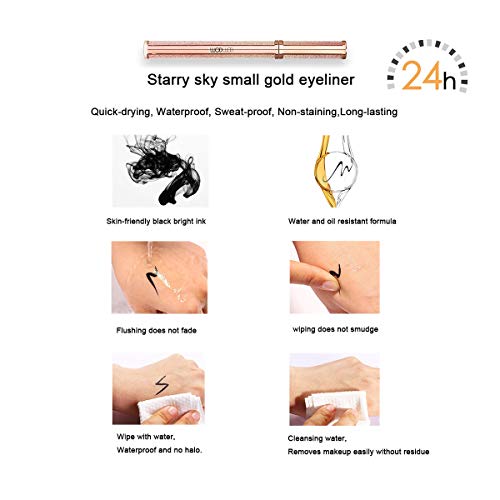 HIROCK Waterproof Delineador de ojos negro de larga duración Delineador de ojos líquido Lápiz Maquillaje Precisión Micro Secado rápido Cosmético de larga duración