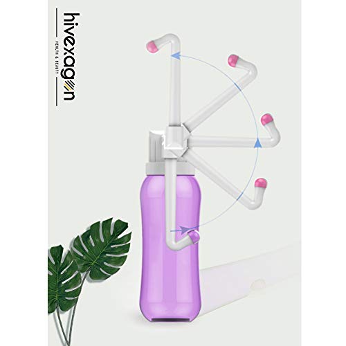 Hivexagon Bidé Portátil de Viaje con Dos Boquillas de Limpieza de Recambio, Bidé para Higiene Personal de Viaje Pulverizador de Cuello Largo Ajustable para Exteriores Baño Bebes 500ml HG366