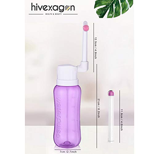 Hivexagon Bidé Portátil de Viaje con Dos Boquillas de Limpieza de Recambio, Bidé para Higiene Personal de Viaje Pulverizador de Cuello Largo Ajustable para Exteriores Baño Bebes 500ml HG366