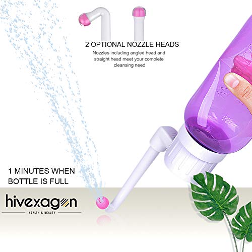 Hivexagon Bidé Portátil de Viaje con Dos Boquillas de Limpieza de Recambio, Bidé para Higiene Personal de Viaje Pulverizador de Cuello Largo Ajustable para Exteriores Baño Bebes 500ml HG366
