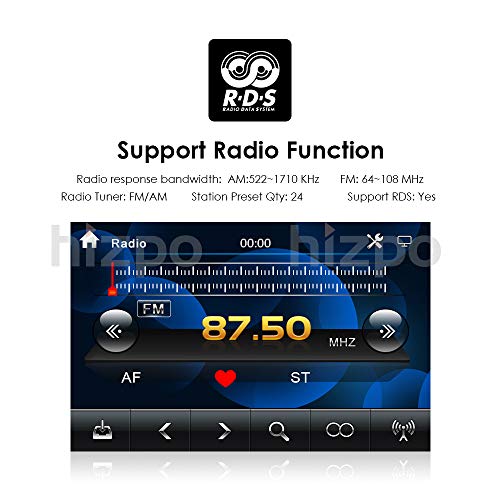 hizpo 7 Pulgadas Doble DIN Radio Coche Reproductor de DVD Soporte estéreo Navegación GPS Control del Volante Bluetooth SD USB Dab + para Ford Focus Mondeo Galaxy S-MAX