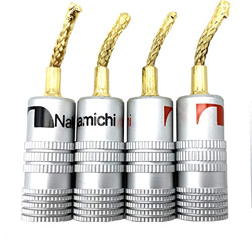 HKSMAN 4 unidades de 2 mm de alambre de cobre trenzado de audio amplificador de cableado de audio dorado Banana Plug sin pérdida calidad de sonido resistente a la corrosión