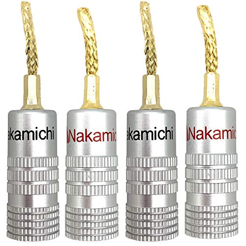 HKSMAN 4 unidades de 2 mm de alambre de cobre trenzado de audio amplificador de cableado de audio dorado Banana Plug sin pérdida calidad de sonido resistente a la corrosión