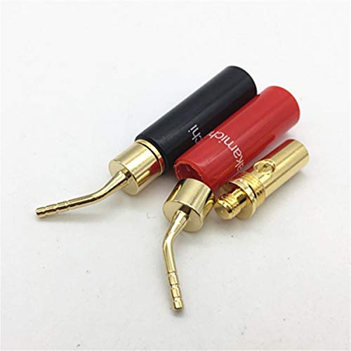 HKSMAN - Conector banana con tapón de goma suave, chapado en cobre puro, 2 mm, para uso en sonido, resistente a la corrosión (4 unidades, 2 color negro y 2 rojo)